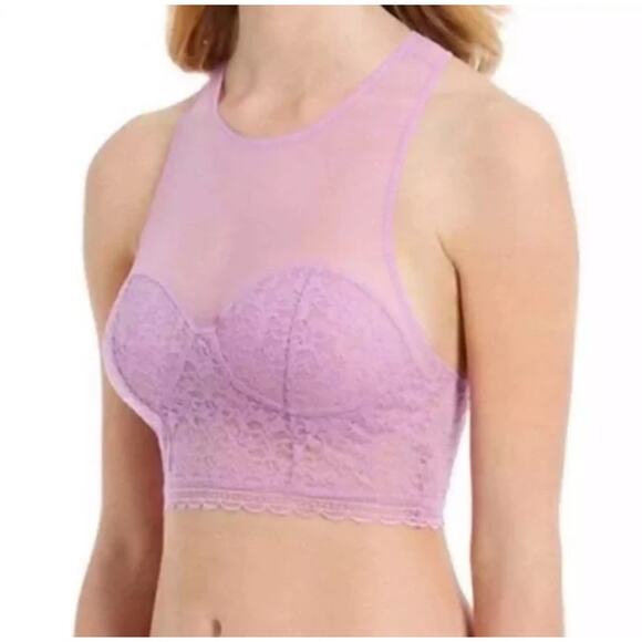 Intimately Free People SZ L Racer Back Lilac Lace Bralette - Picture 1 of 7
